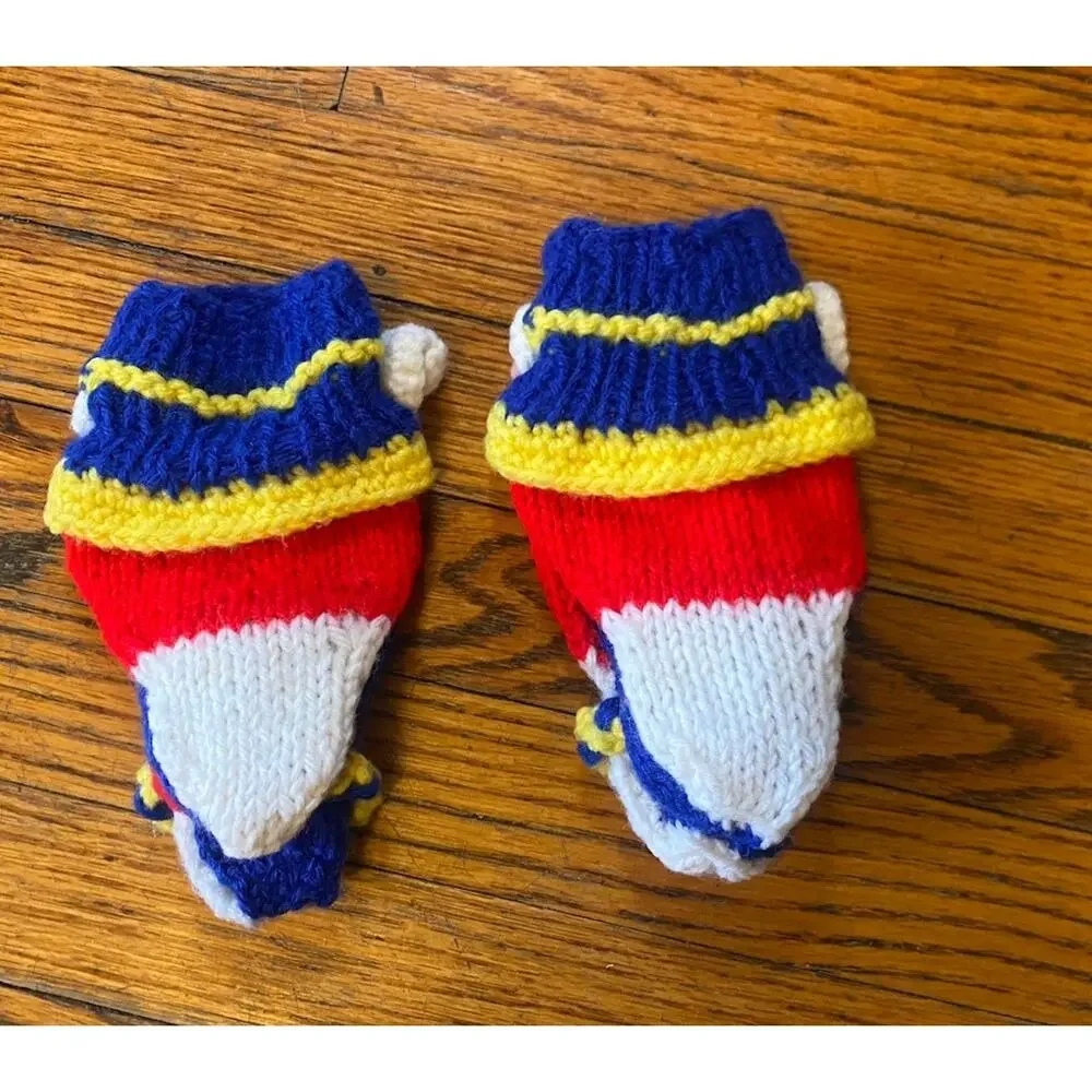 Handmade Crochet Horse Donkey Winter Beanie & Puppet Mittens Toddler Girls Boys
